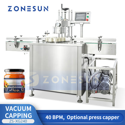 ZONESUN ZS-XG240 Automatic Jar Vacuum Sealing Machine for Glass Bottles Twist off Caps