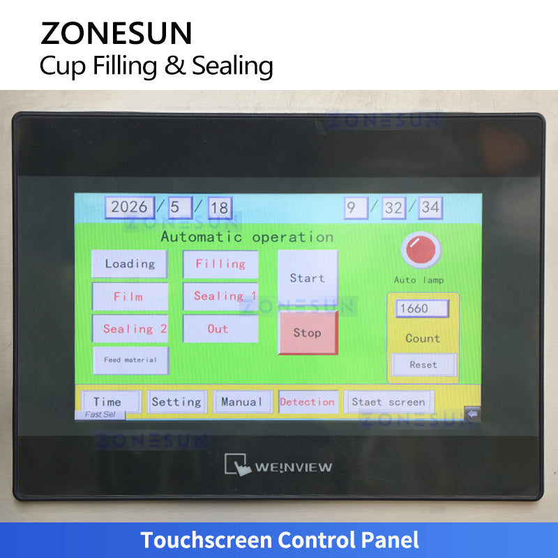 ZONESUN ZS-AFS01P High Speed Automatic Cup Sealer Machine with 4 Filling Heads for Dairy Products Drinks Sauces