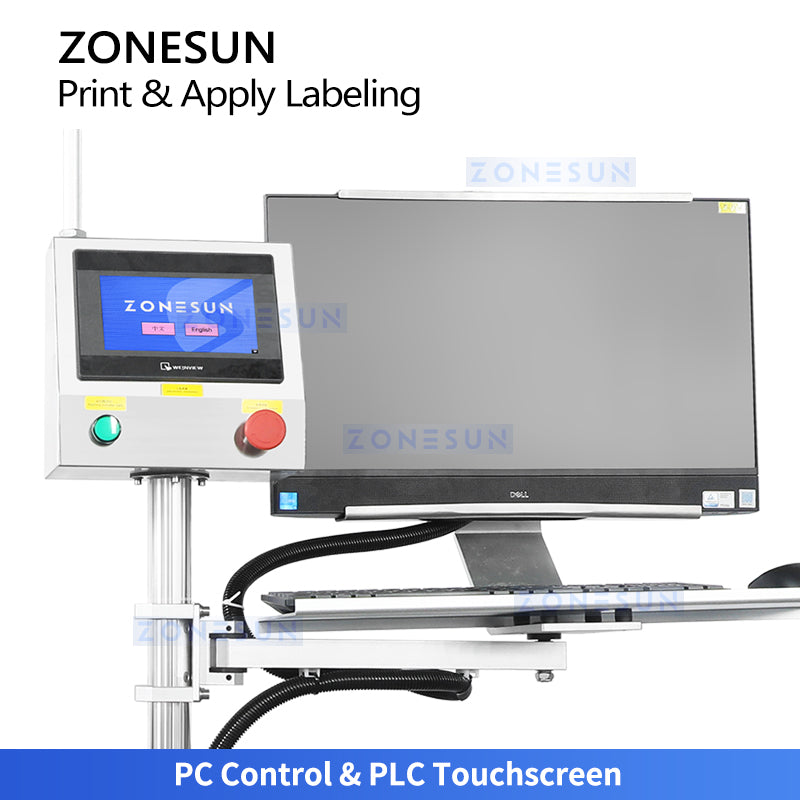 ZONESUN ZS-TB164PO Real-Time Print and Apply Labeling Machine for Round Bottles