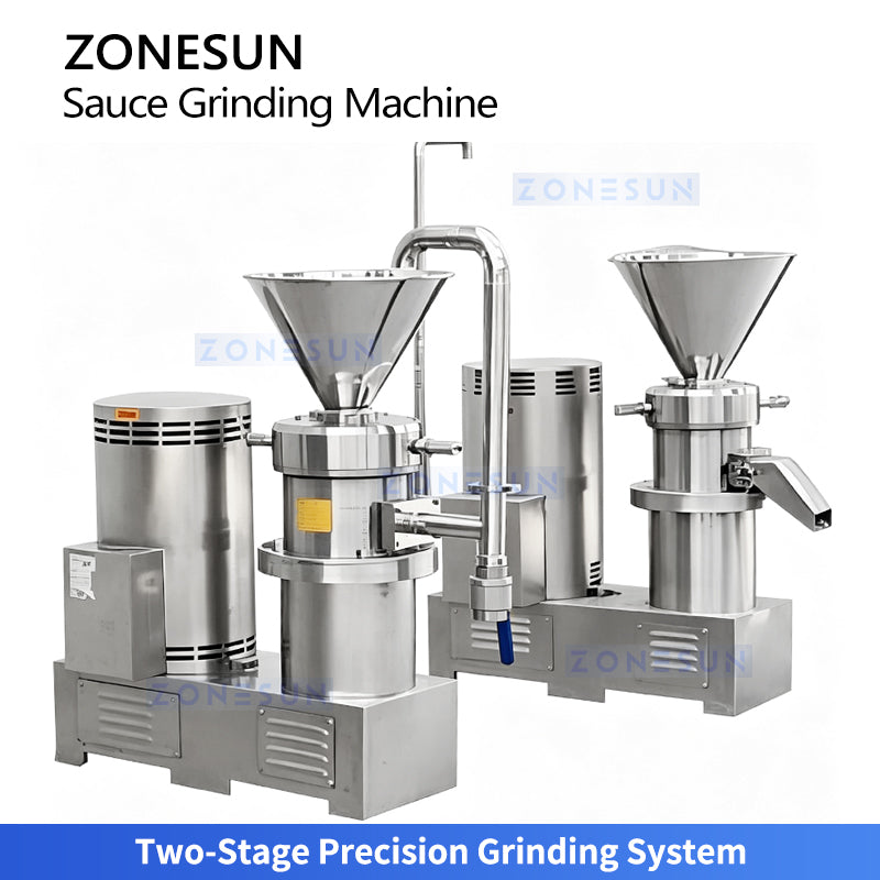 ZONESUN ZS-YM80 Industrial Colloid Mill for Nut Butter, Cocoa and Sauce Grinding with Automatic Feeding and Fine Paste Processing