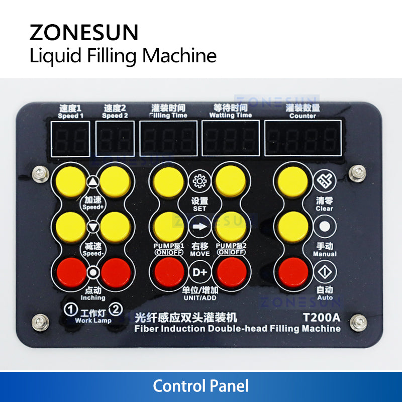 ZONESUN ZS-DPYT200 5-500ml 2 Nozzles Diaphragm Pump Liquid Filling Machine