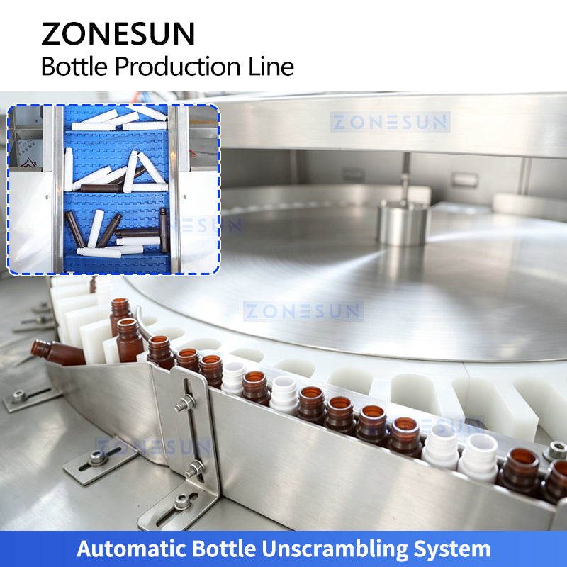 ZONESUN ZS-FAL180V20 Automatic Small Bottle Filling Capping Labeling Line
