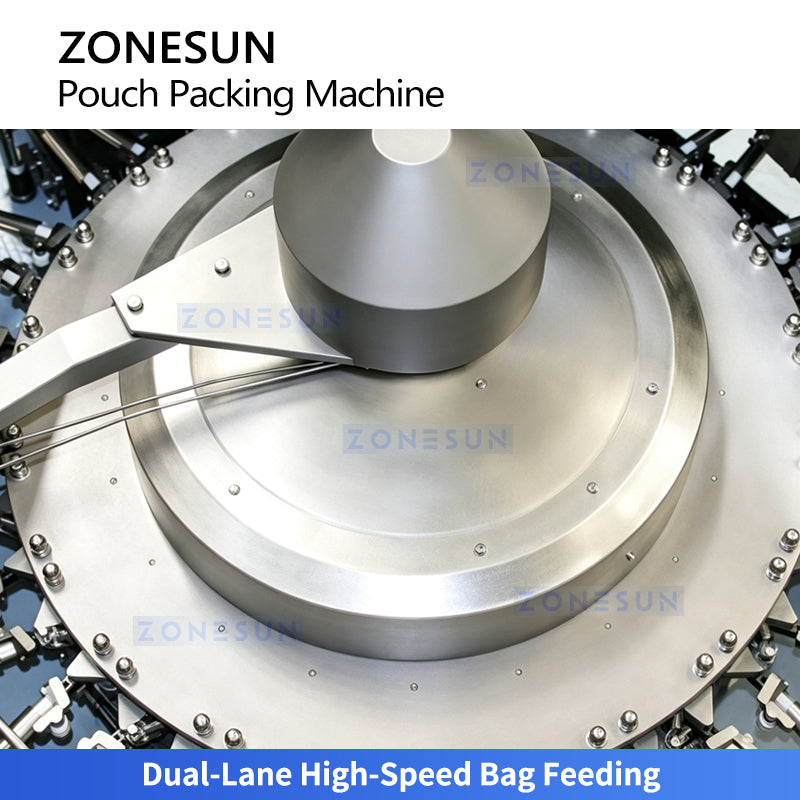 ZONESUN ZS-SPFC8 Automatic U-Shape Pouch Filling & Sealing Machine Dual Channel Bags Bagging Machine