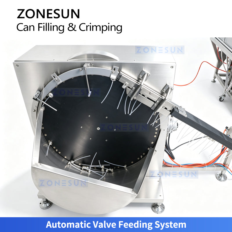 ZONESUN ZS-QW1600D Automatic Aerosol Can Filling, Valve Inserting and Crimping Machine