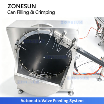 ZONESUN ZS-QW1600D Automatic Aerosol Can Filling, Valve Inserting and Crimping Machine