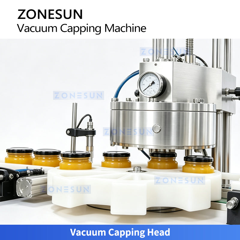 ZONESUN ZS-XG240 Automatic Jar Vacuum Sealing Machine for Glass Bottles Twist off Caps