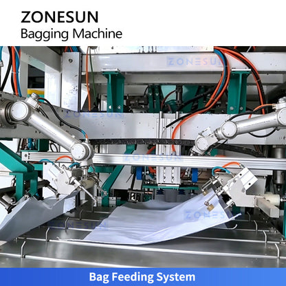 ZONESUN Z5-AG300 Fully Automatic Bagging System with Weighing Filling Bag Clamping and Sealing for Grain, Feed Fertilizer and Powder Production Lines