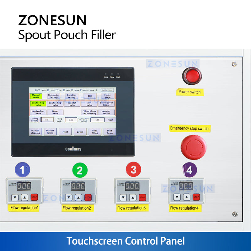 ZONESUN ZS-ASPM4 Automatic 4-Head Magnetic Pumps Spout Pouch Filling Capping Machine