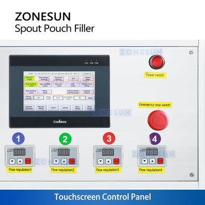 ZONESUN ZS-ASPM4 Automatic 4-Head Magnetic Pumps Spout Pouch Filling Capping Machine