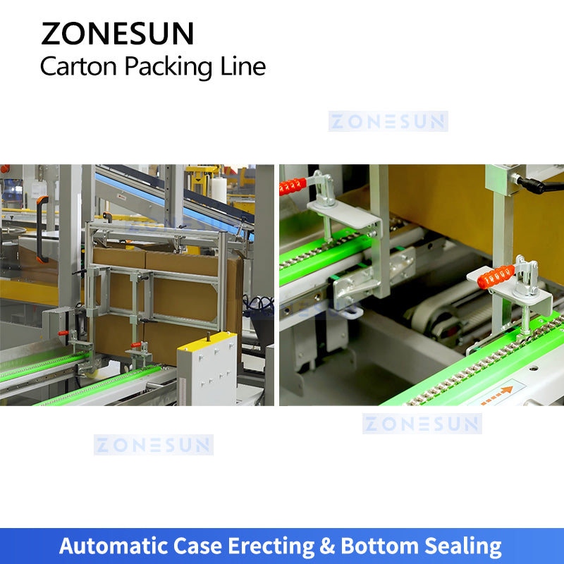 ZONESUN ZS-CSPM5 Automatic Case Packing, Erecting & Robotic Palletizing Line  ZONESUNPRO
