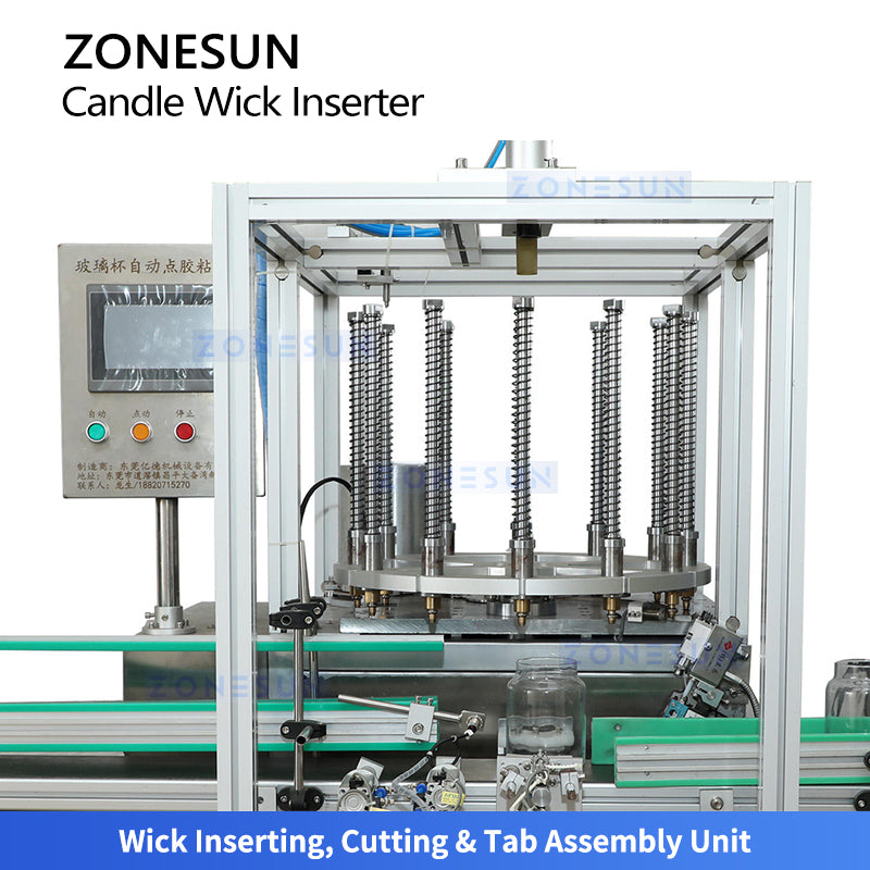 ZONESUN ZS-ACW2 Fully Automatic Candle Wick Inserteing Machine With Glue-Melting Unit
