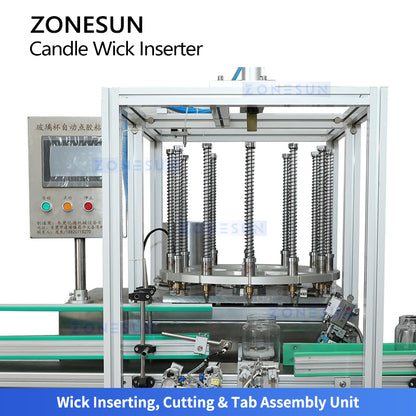 ZONESUN ZS-ACW2 Fully Automatic Candle Wick Inserteing Machine With Glue-Melting Unit