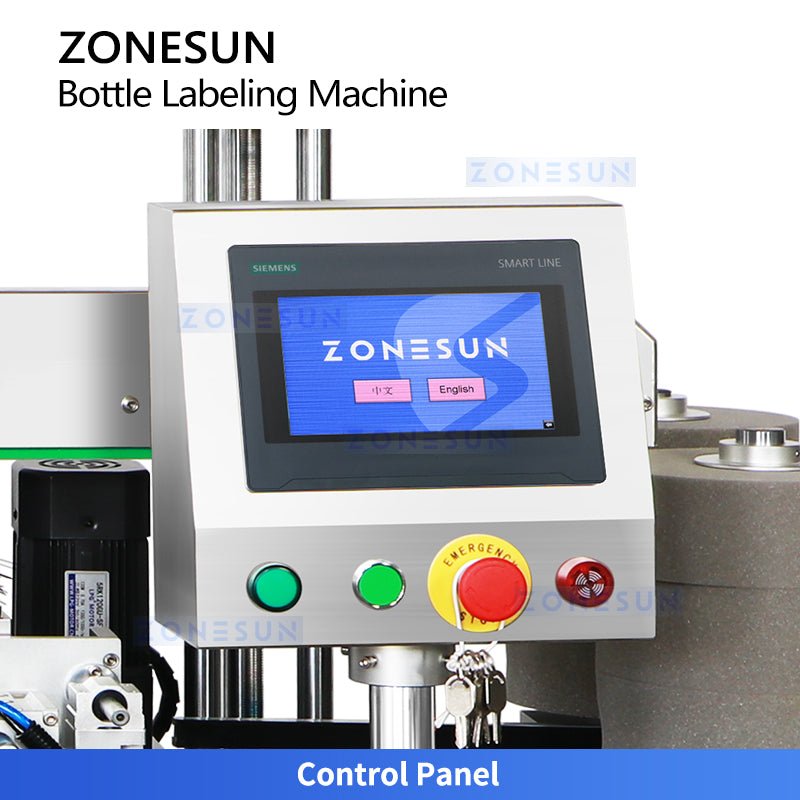 ZONESUN ZS-TB300L Automatic Round & Flat Bottle Labeling Machine | 30-100 Bottles/Min Dual-Use Labeler