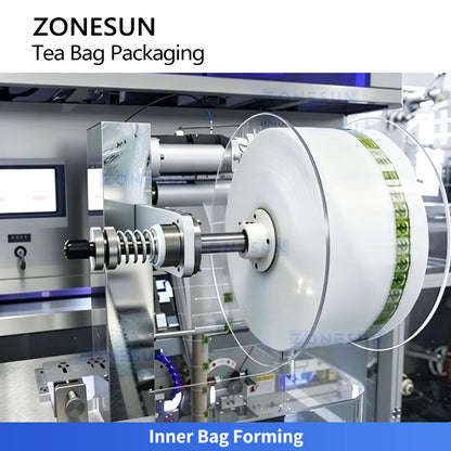 ZONESUN ZS-FS80 Pyramid Tea Bag Filling Sealing and Outer Envelope Packing Machine