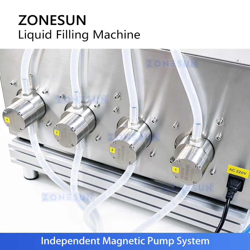 Máquina de llenado de líquidos con bomba magnética automática de 4 boquillas ZONESUN 