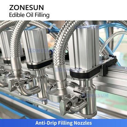ZONESUN ZS-EVF03 Automatic Edible Oil Filler with Anti-Drip Nozzles and Bottle Positioning