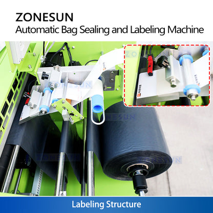 ZONESUN ZS-TB103 Automatic Plastic Pouch Bag Sealing & Labeling Machine For Courier Express  ZONESUNPRO