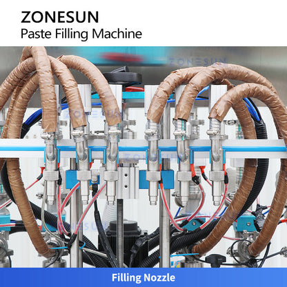 ZONESUN ZS-YT6T-6PXH Servo Piston Paste Filling Machine With Heat Mixer for Viscous Products