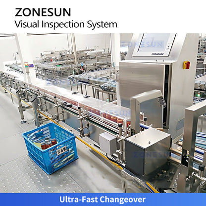 ZONESUN ZS-MD120 Automatic Inline Bottle Visual Inspection System | Auto Reject for Bottle Cap & Label Defects