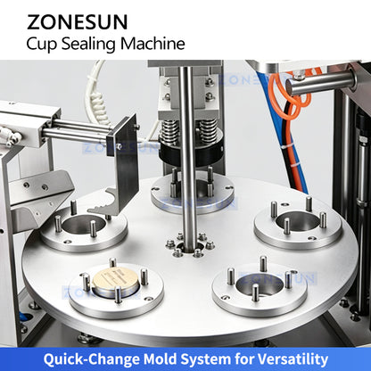 ZONESUN ZS-KCS6 Automatic Rotary Heat Sealing Machine for Coffee Cups & Tea Cans