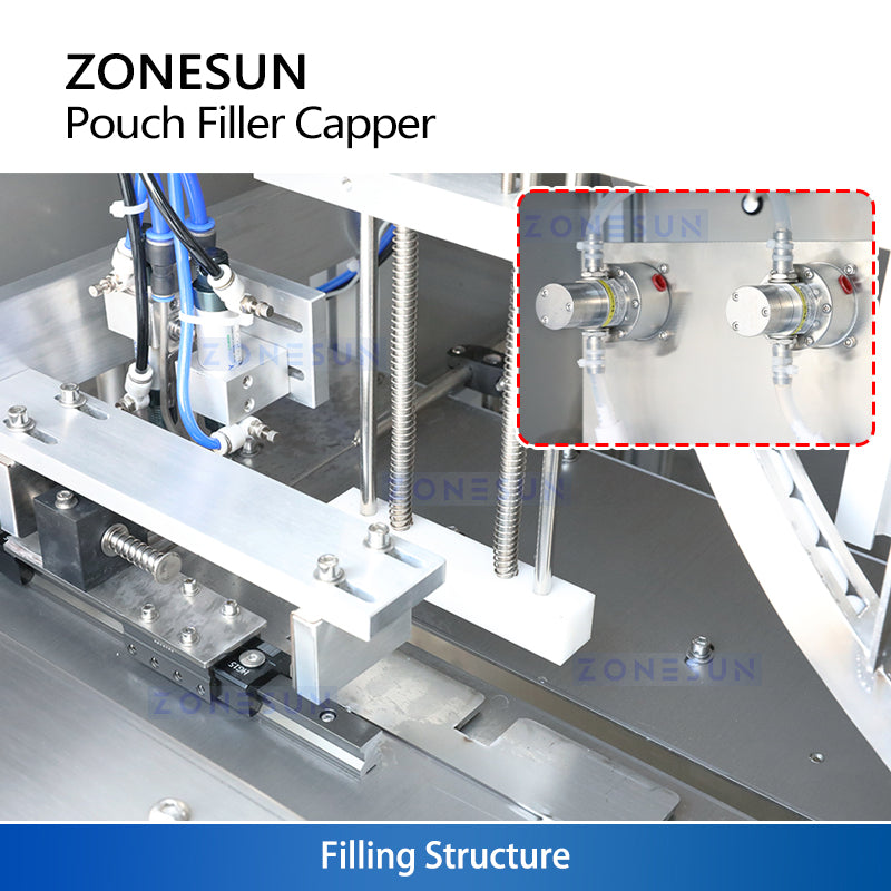 ZONESUN ZS-ASP2 Automatic Spout Pouch Piston Pump Liquid Filling Capping Machine