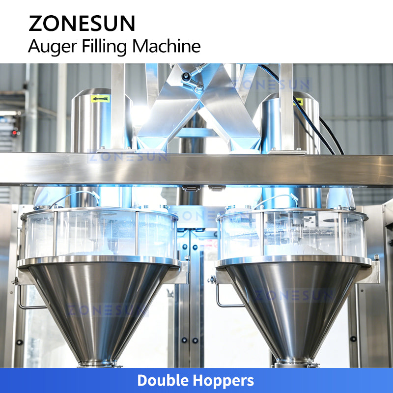 ZONESUN ZS-FM5D Automatic Dual Head Auger Powder Filling Machine 150 L hopper Mixing Filler