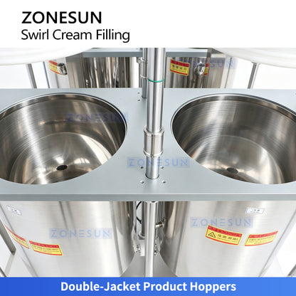 ZONESUN ZS-RSV4L Semi-Automatic Multi-Color Swirl Cosmetic Cream Filling Machine