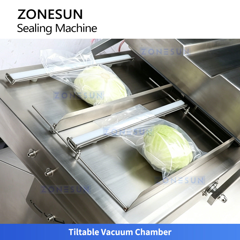 ZONESUN ZS-DZ500K Semi-Automatic Tilt Double Chamber Vacuum Packaging Machine  ZONESUNPRO