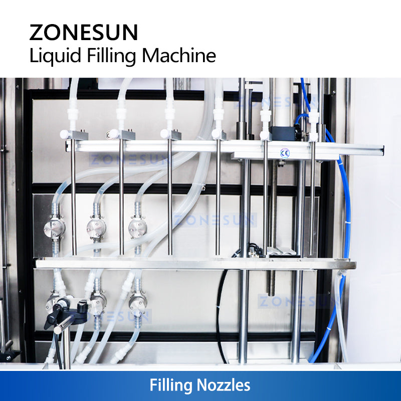ZONESUN ZS-VTMP80D Custom 6 Heads Magnetic Pump Liquid Filling Machine With Dust Cover