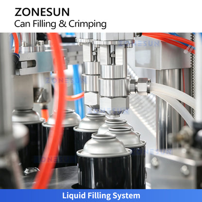 ZONESUN ZS-QW1600D Automatic Aerosol Can Filling, Valve Inserting and Crimping Machine