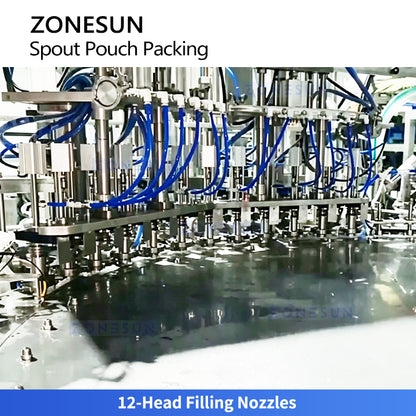 ZONESUN ZS-SPFC7 12-Head Rotary Spout Pouch Filling and Capping Machine