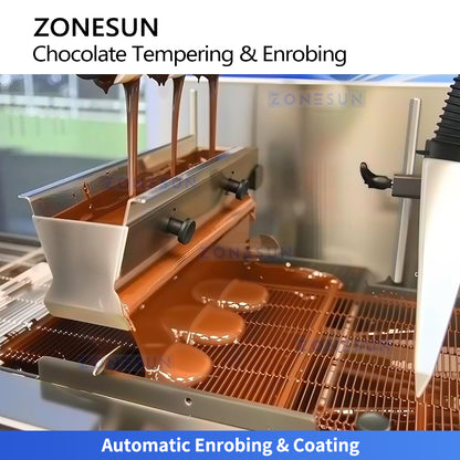 ZONESUN ZS-CG30 Chocolate Tempering Enrobing Machine for Cookies Nuts and Confectionery