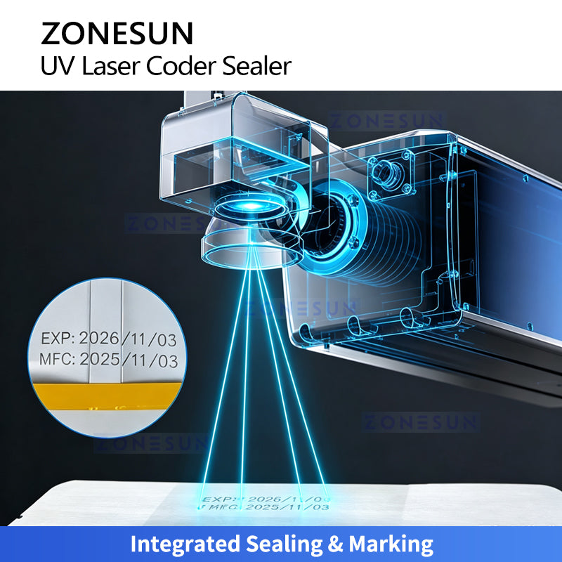 ZONESUN ZS-FR100LC UV Laser Continuous Bag Sealing Machine