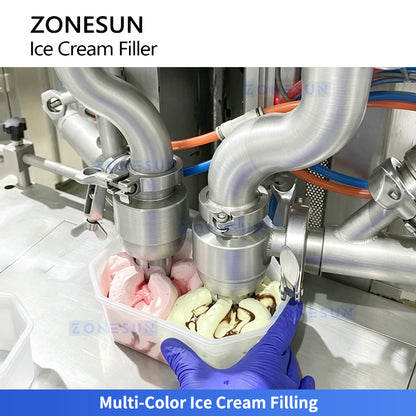 ZONESUN ZS-ICF01 Multi-Flavor Side-by-Side Ice Cream Filling Machine