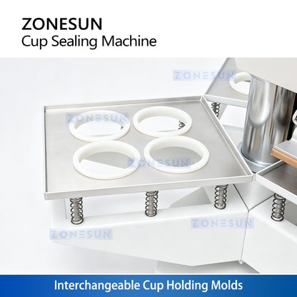 ZONESUN ZS-KCS5 Semi-Automatic Cup Sealing Machine for Plastic Cups Manual Heat Sealer for Milk Tea, Coffee & Yogurt Packaging