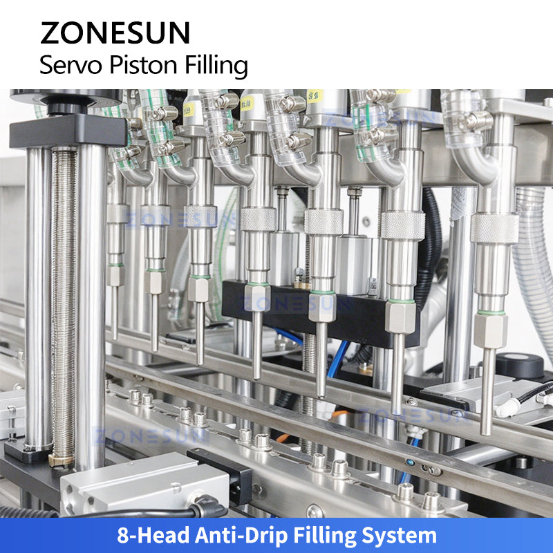ZONESUN ZS-YT8T-8PX Automatic 8-Head Servo Piston Filling Machine for Ketchup & Shampoo
