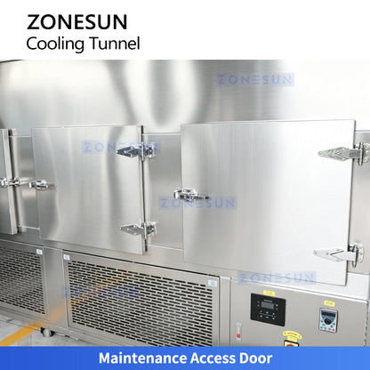 ZONESUN ZS-CT3 Reciprocating Conveyor Cooling Tunnel for Hot-Filled Creams and Food Products