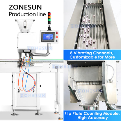 ZONESUN Automatic Gummy Candy Counting Bottling Production Line ZS-AFLC