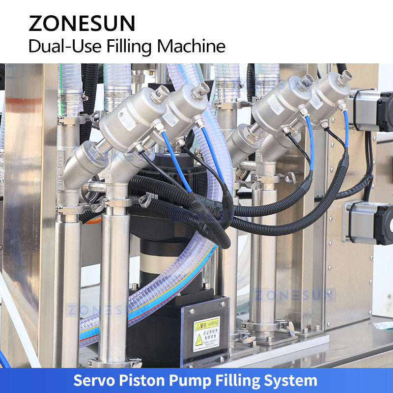 ZONESUN ZS-SVGT4D Fully Automatic Servo Dual-System Filling Machine for Liquid and High-Viscosity Paste