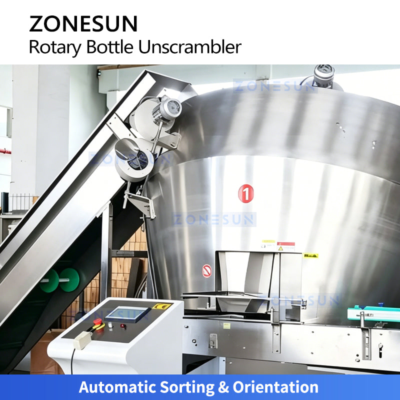 ZONESUN Automatic Bottle Unscrambler Machine Rotary Bottle Sorting System for PET PE HDPE Bottles