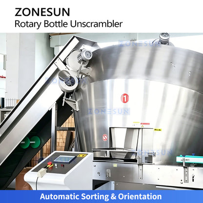 ZONESUN Automatic Bottle Unscrambler Machine Rotary Bottle Sorting System for PET PE HDPE Bottles