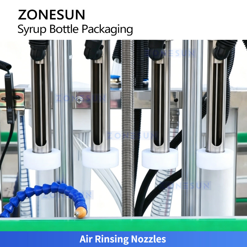 ZONESUN ZS-FAL180V10 Automatic Syrup Bottle Filling Line | Servo Piston Pump | Rinsing Filling Capping & Labeling | 40–70 BPM | SUS304