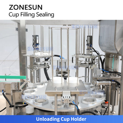 ZONESUN ZS-AFS02R Automatic Cup Filling Sealing Machine | High-Speed Piston Pump Cup Packaging System for Liquid & Viscous Products  ZONESUNPRO