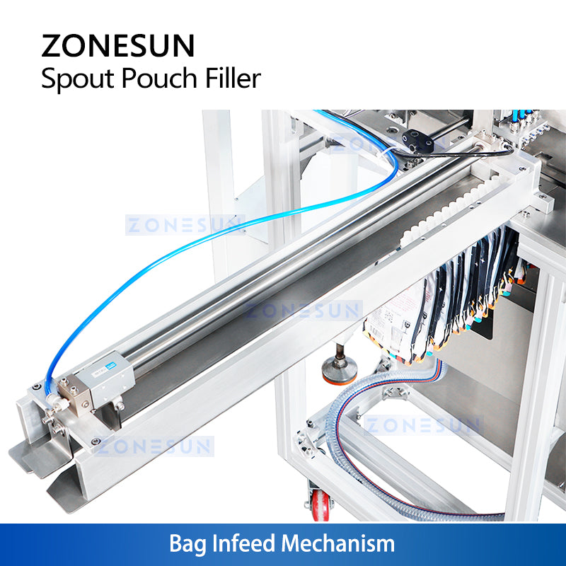 ZONESUN ZS-ASPM4 Automatic 4-Head Magnetic Pumps Spout Pouch Filling Capping Machine