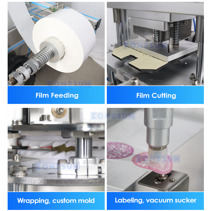 ZONESUN ZS-PK960 Automatic Round Pleated Wrapping Machine With Label Sticker