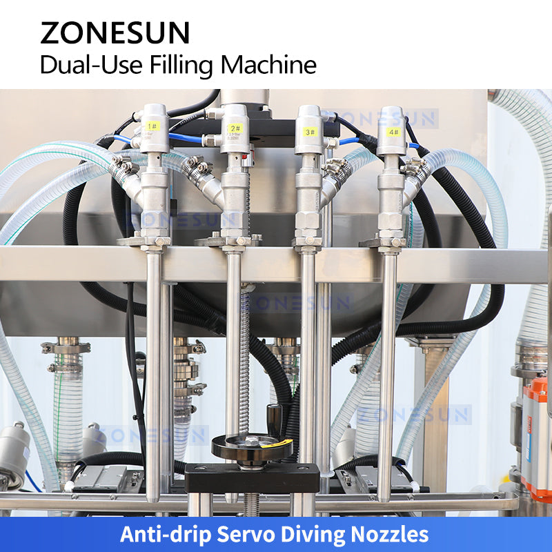 ZONESUN ZS-SVGT4D Fully Automatic Servo Dual-System Filling Machine for Liquid and High-Viscosity Paste