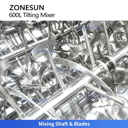 ZONESUN ZS-BM600L 600L Industrial Powder Ribbon Blender with Tilting Discharge System