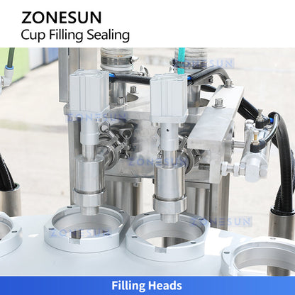 ZONESUN ZS-AFS02R Automatic Cup Filling Sealing Machine | High-Speed Piston Pump Cup Packaging System for Liquid & Viscous Products  ZONESUNPRO