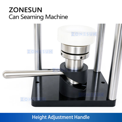 ZONESUN ZS-FJG100 Manual Can Seamer | PET φ55mm & Aluminum φ52mm | Interchangeable Holders | Home & Small Batch