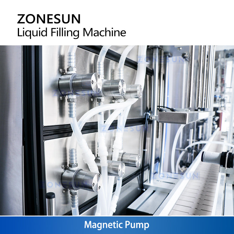 ZONESUN ZS-VTMP80D Custom 6 Heads Magnetic Pump Liquid Filling Machine With Dust Cover